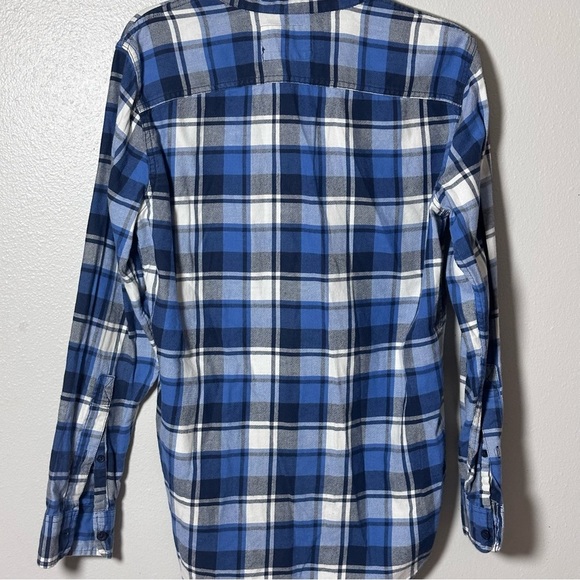Hollister Men Plaid Blue Button Down Shirt Longline Fit size Small. - Picture 6 of 8